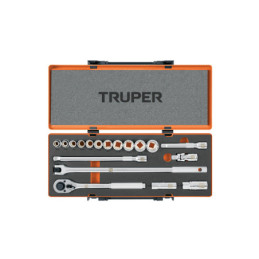 JD-1-2X19P Juego de autoclé, cuadro 1/2', 19 piezas TRUPER | DIHERESA