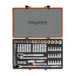 JD-1-2X64MP Juego de dados, cuadro 1/2', 64 piezas, std y mm TRUPER | DIHERESA