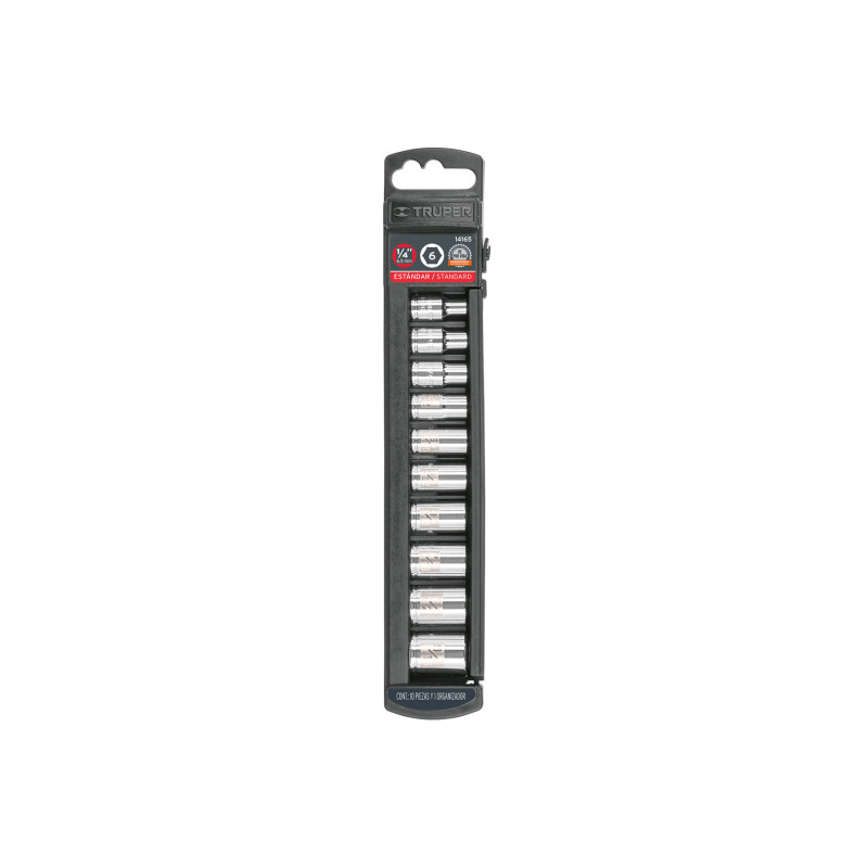 JD-1-4X10P Juego de dados cuadro 1/4', 10 piezas TRUPER | DIHERESA