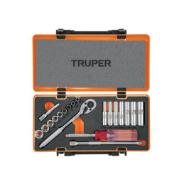 JD-1-4X21P Juego de autoclé, cuadro 1/4', 21 piezas TRUPER | DIHERESA