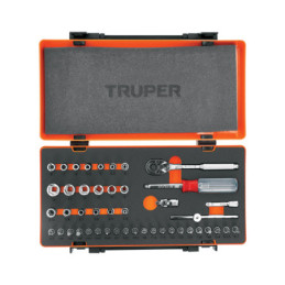 JD-1-4X45M Juego de autoclé, cuadro 1/4', 45 piezas, milimétricos TRUPER | DIHERESA