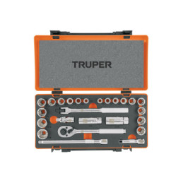 JD-3-8X26MP Juego de autoclé, cuadro 3/8', 26 piezas, std y mm TRUPER | DIHERESA