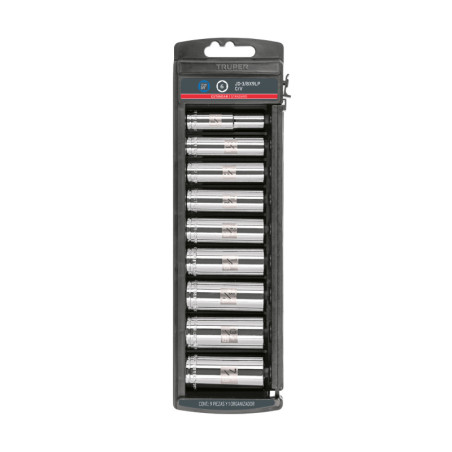 JD-3-8X9LP Juego de dados largos, cuadro 3/8', 9 piezas TRUPER | DIHERESA