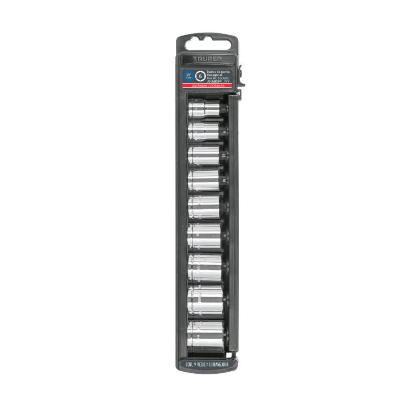 JD-3-8X9P Juego de dados, cuadro 3/8', 9 piezas TRUPER | DIHERESA