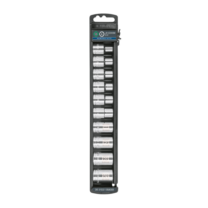 JDTH-1-2X10 Juego dados, punta torx,1/2', 10 piezas TRUPER | DIHERESA