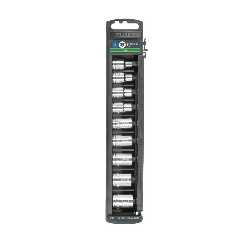 JDTH-3-8X9 Juego dados, punta torx, 3/8', 9 piezas TRUPER | DIHERESA