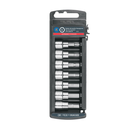 JPH-3-8X7P Juego de dados, punta hexagonal, cuadro 3/8', 7 piezas TRUPER | DIHERESA