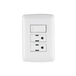 PA-APCO-I3B Placa armada 2 contactos e interruptor,blanco,línea Italiana TRUPER | DIHERESA