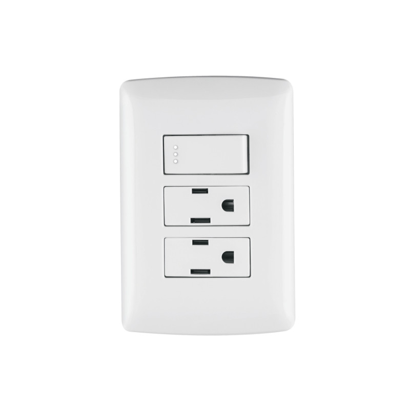 PA-APCO-I3B Placa armada 2 contactos e interruptor,blanco,línea Italiana TRUPER | DIHERESA