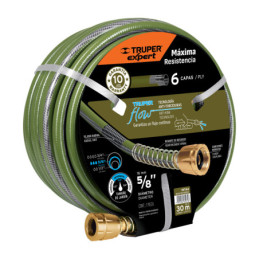MAN-30X5-8XX Manguera 5/8', flujo continuo,6 capas, conexiones metal, 30m TRUPER | DIHERESA
