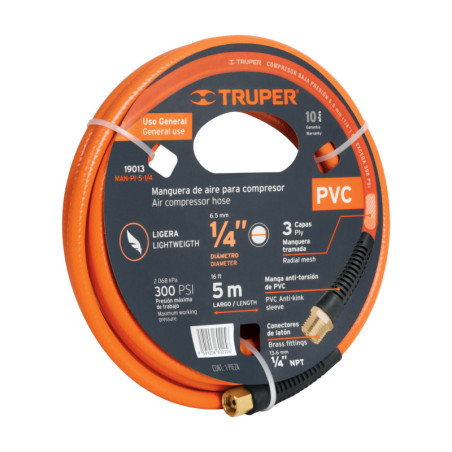 MAN-PI-5-1-4 Manguera de PVC, baja presión, 5 m, 1/4' TRUPER | DIHERESA