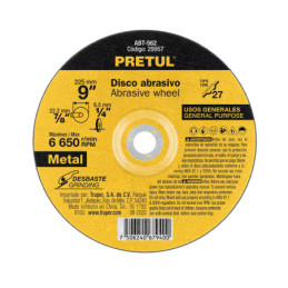 ABT-562 Disco Tipo 27 de 9' x 6.2 mm desbaste de metal, Pretul