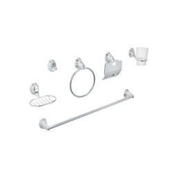 AQA-4003 Juego de 6 accesorios p/baño cromo chapetón ovalado, Foset