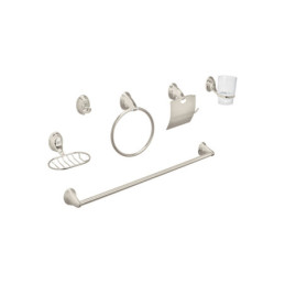 AQA-4003N Juego de 6 accesorios p/baño satín chapetón ovalado, Foset