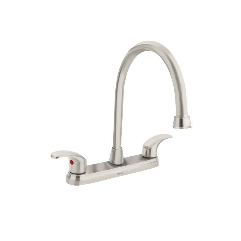 AQF-82N Mezcladora satín 8' para lavabo, cuello largo, palanca,Foset