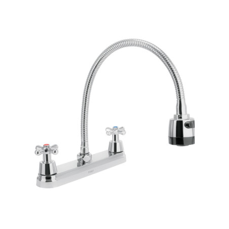 AQF-87 Mezcladora inox 8' p/fregadero, flexible, cruceta, Foset