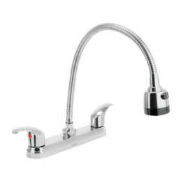 AQF-88 Mezcladora inox 8' p/fregadero, flexible, palanca, Foset