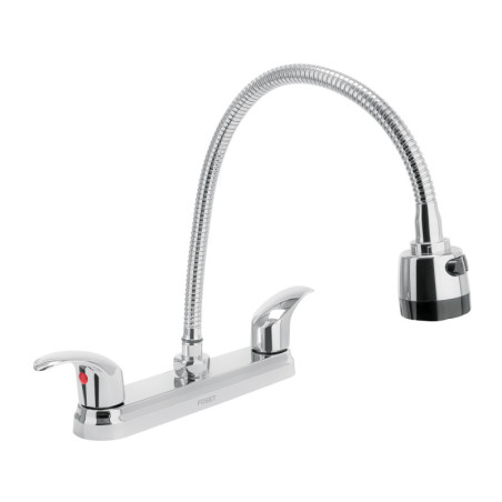 AQF-88 Mezcladora inox 8' p/fregadero, flexible, palanca, Foset
