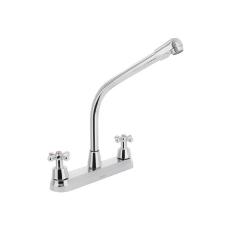 AQF-89 Mezcladora inox 8' p/fregadero, cuello cobra, cruceta, Foset