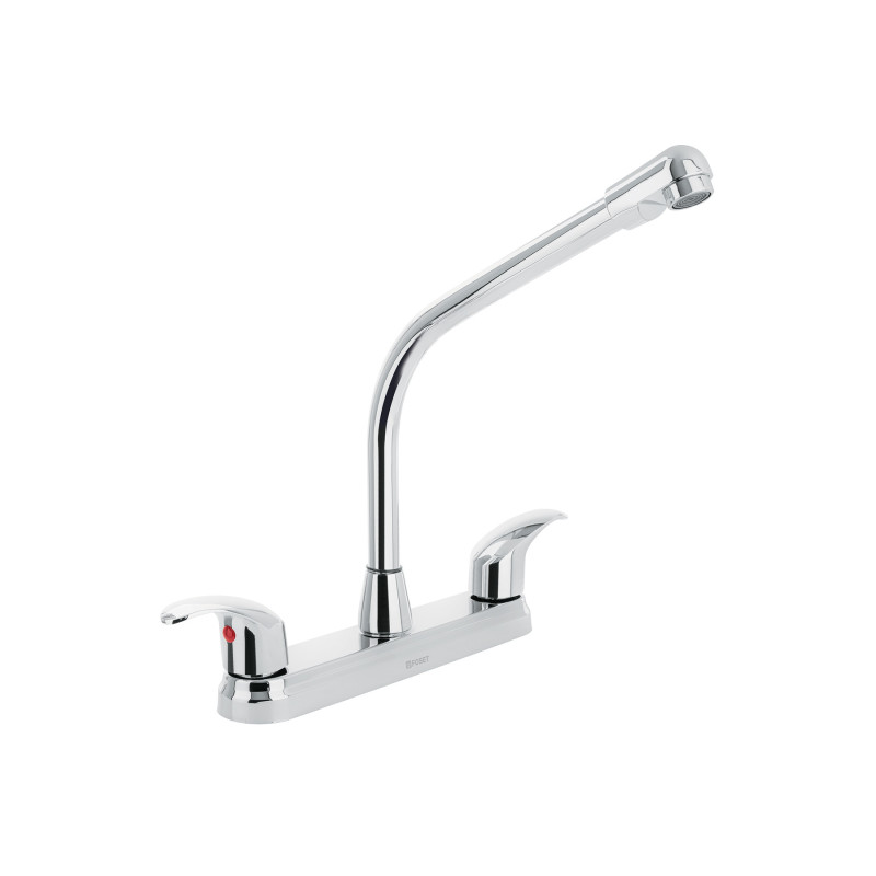 AQF-90 Mezcladora inox 8' p/fregadero, cuello cobra, palanca, Foset