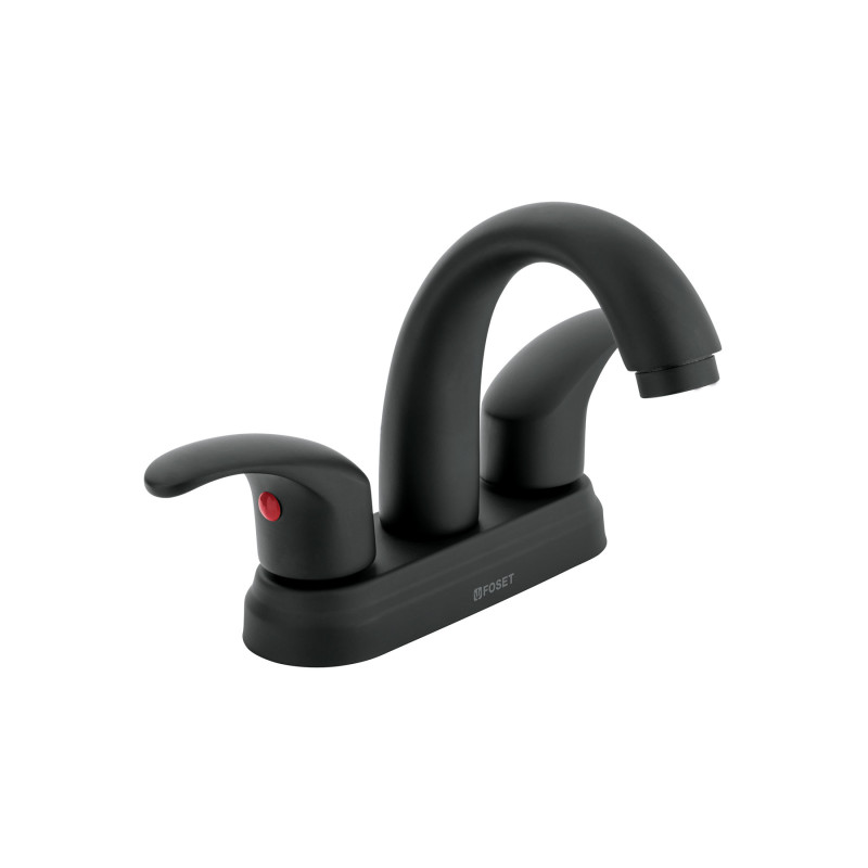 AQM-52M Mezcladora negro mate 4' p/lavabo, nariz curva, palanca,Aqua