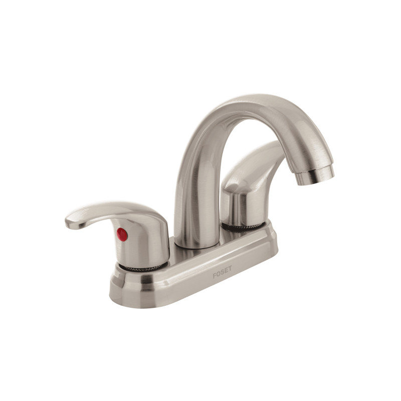 AQM-52N Mezcladora satín 4' para lavabo, nariz curva, palanca, Foset