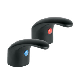 AQMM-62M Juego de 2 manerales de palanca p/lavabo, negro mate, Aqua
