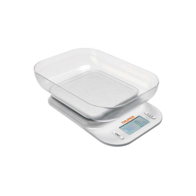 BASE-5T Báscula digital con tazón para cocina, 5kg, Truper