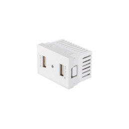C2USB-LB Toma con 2 puertos USB blanco de 1.5 módulos, línea Lisboa