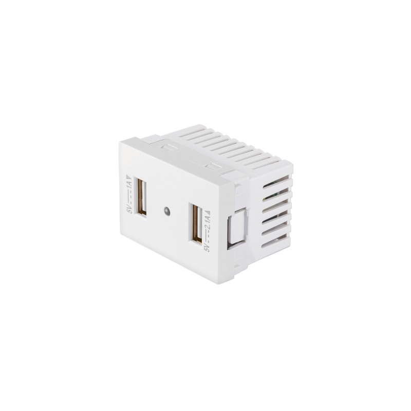 C2USB-LB Toma con 2 puertos USB blanco de 1.5 módulos, línea Lisboa