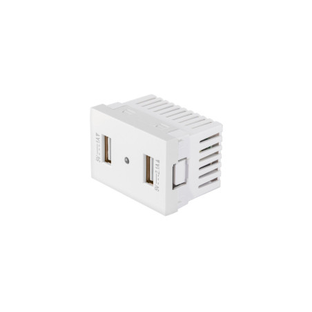 C2USB-LB Toma con 2 puertos USB blanco de 1.5 módulos, línea Lisboa