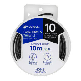CAB-10N-10 Carrete con 10 m de cable THHW-LS 10 AWG negro, Volteck