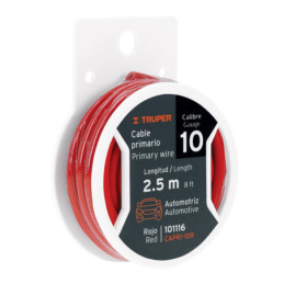 CAPRI-10R Carrete con 2.5 m de cable primario rojo calibre 10, Truper
