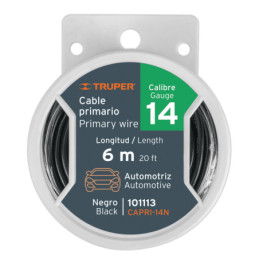 CAPRI-14N Carrete con 6 m de cable primario negro calibre 14, Truper