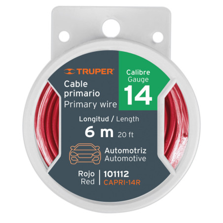 CAPRI-14R Carrete con 6 m de cable primario rojo calibre 14, Truper