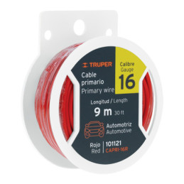 CAPRI-16R Carrete con 9 m de cable primario rojo calibre 16, Truper