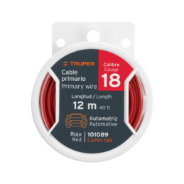 CAPRI-18R Carrete con 12 m de cable primario rojo calibre 18, Truper