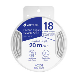 CDU-18-20 Carrete con 20 m cordón dúplex flexible SPT 18 AWG, Volteck