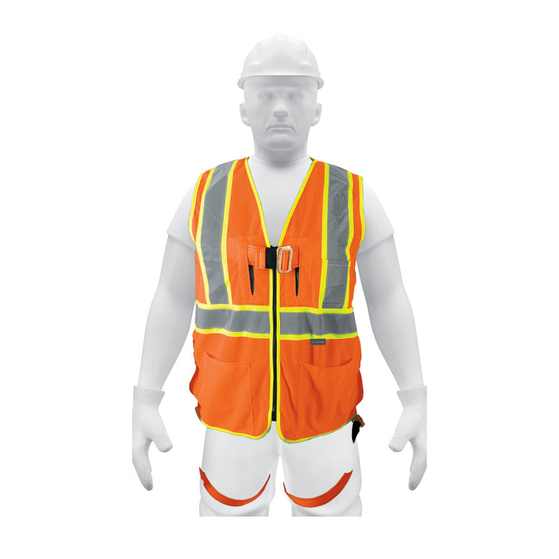 CHS-700NA Chaleco de seguridad para arnés, alta visibilidad, naranja