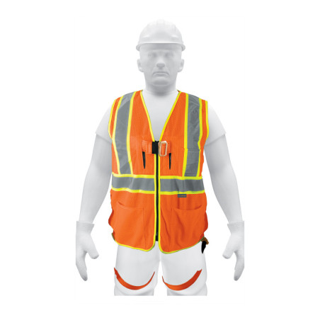CHS-700NA Chaleco de seguridad para arnés, alta visibilidad, naranja