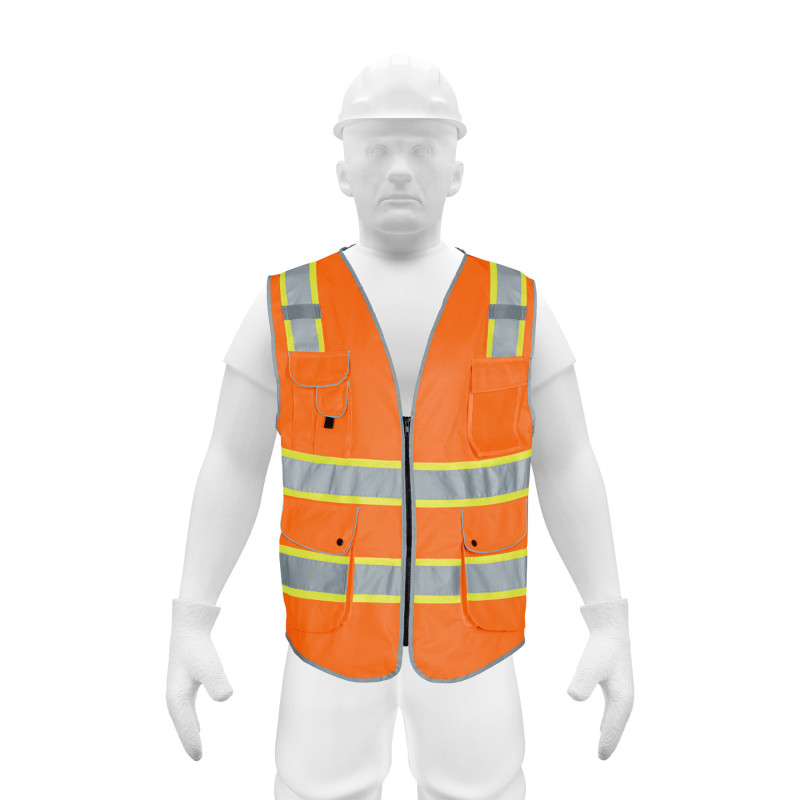 CHS-900N-M Chaleco de seguridad de alta visibilidad, naranja, mediano