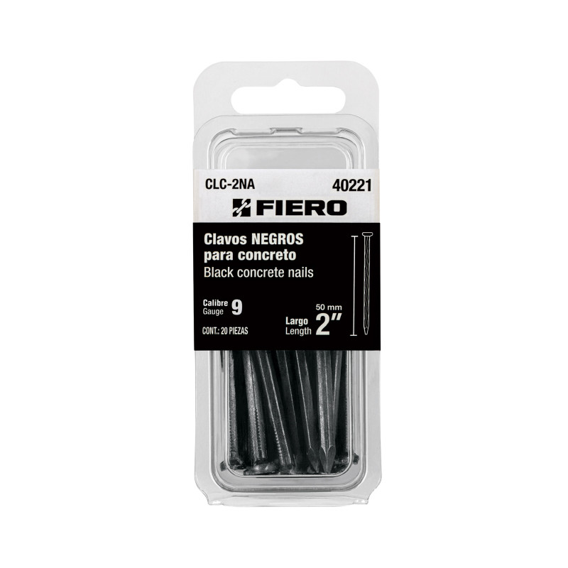CLC-2NA Blíster con 20 clavos negros para concreto 2', Fiero