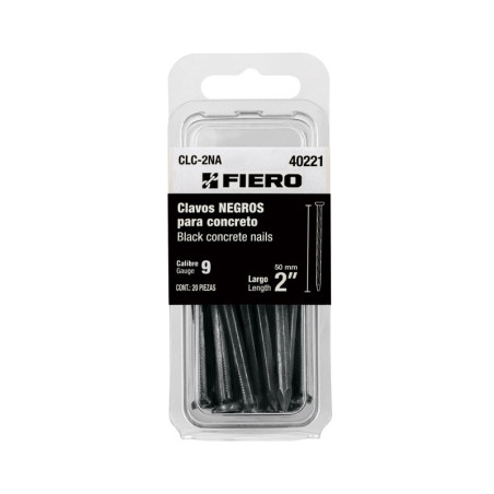 CLC-2NA Blíster con 20 clavos negros para concreto 2', Fiero