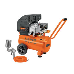 COMP-KIT25 Kit, compresor 25 L, 3 HP, manguera de PVC y pistola, Truper