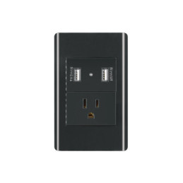 COUSB-LN Placa armada negra contacto y 2 puertos USB 1.5 mód, Lisboa