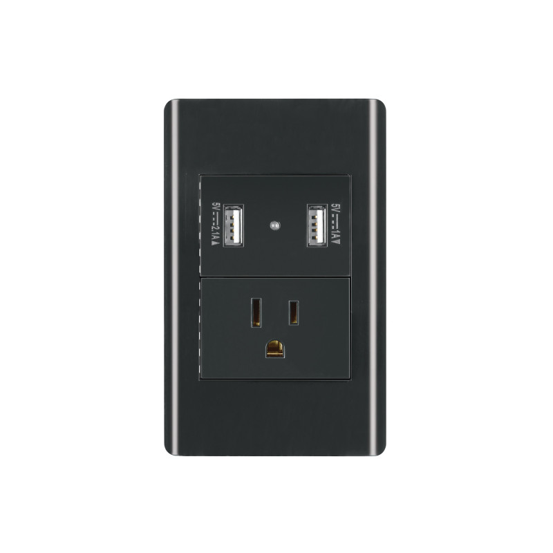 COUSB-LN Placa armada negra contacto y 2 puertos USB 1.5 mód, Lisboa