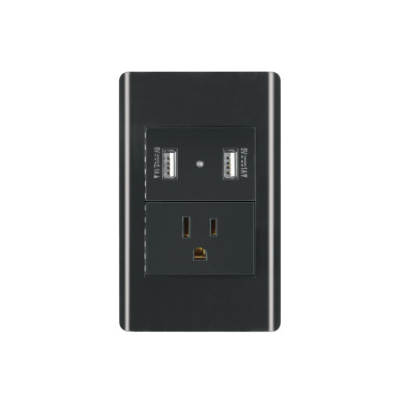 COUSB-LN Placa armada negra contacto y 2 puertos USB 1.5 mód, Lisboa