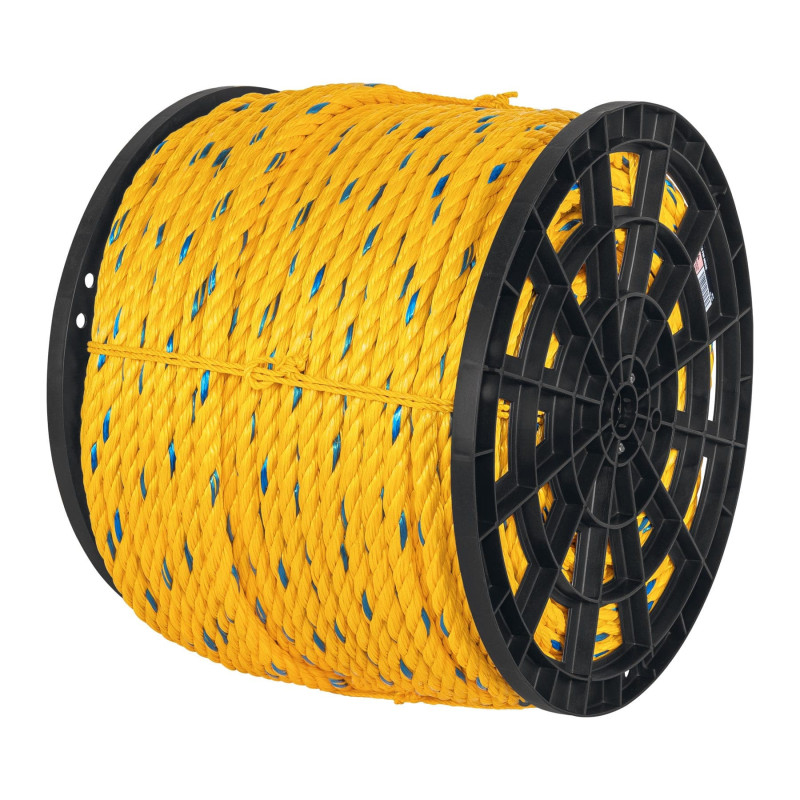 CUE-19M Metro de cuerda amarilla de 19 mm en rollo de 198 m, Fiero