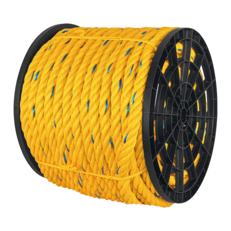 CUE-25M Metro de cuerda amarilla de 25 mm en rollo de 102 m, Fiero