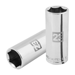 D-1223-ML Dado largo de 23 mm, 6 puntas, cuadro 1/2', Truper